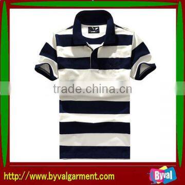OEM Polyester/ Cotton Men's Short Sleeve Black Striped Polo shirts