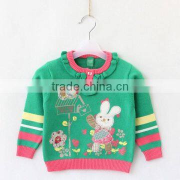 Print Pattern Knitted Kids Pullover Sweater Fashion Ruffle Neck Kids Pullover photo-2