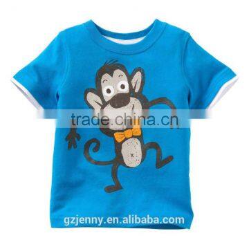 100% Cotton High Quality Blue Dog Printing Colorful Animal T-shirt for Children photo-4