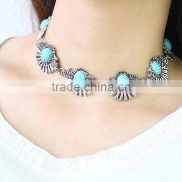 Zm34113a Vintage Women Jewelry Accessories Sliver Plated Turquoise Choker Necklace photo-2