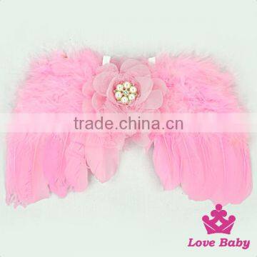Wholesale Lovely 2pcs Newborn Baby Gift Sets Pink Flower Wings and Headband Kids Hair Birthday Accessory photo-3