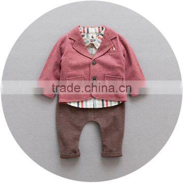 S17749A Boy Clothing Sets Boy Suit Cotton Kids Coats+Shirts+Pants 3pcs Set photo-2