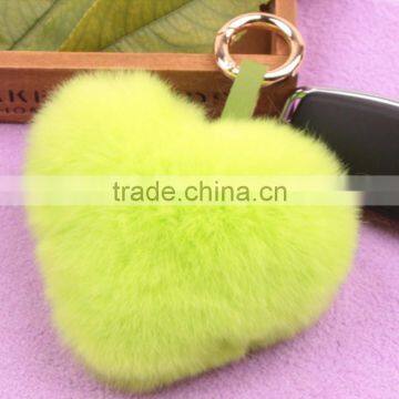 Myfur Fashion Rex Rabbit Fur Pendant Bag Charm Fur Ball Heart Shaped Fur Keychain