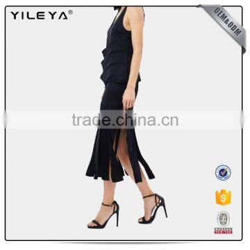 High Slit Maxi Dress Elegant Hollow Out Evening Fashion Dreese Long Dress photo-2