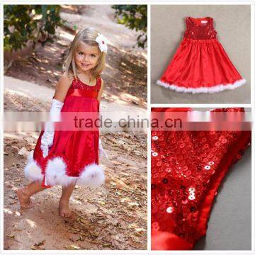 Wholesale Fall New Arrival Sequined Sleeveless Baby Girl Christmas Princess Dress