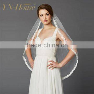 Beautiful Single Layer Fingertip Bridal Veil photo-3