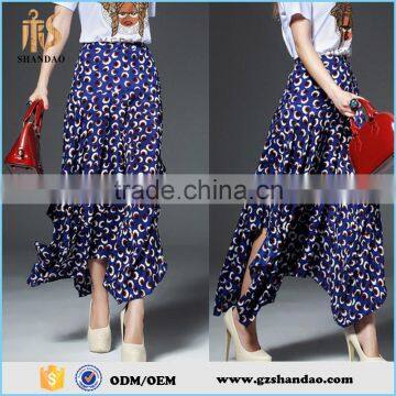 2016 Guangzhou shandao fashion spring maxi print flare long satin blouse and skirt