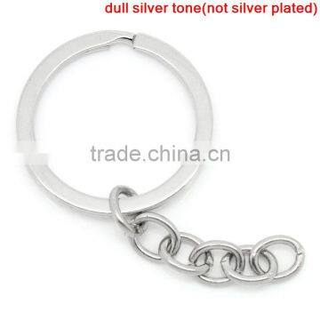 Cheap Wholesale Round Silver Tone Iron Based Alloy Keychain Findings