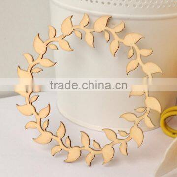 New Flowers Wreath Wooden Wall Stickers Home Decor Embellishment Craft photo-3