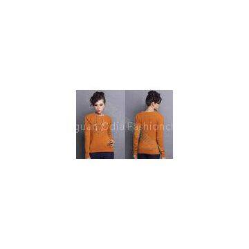 Autumn Winter Orange Women Crew Neck Sweater Fine Knit Clothing With Long Sleeve