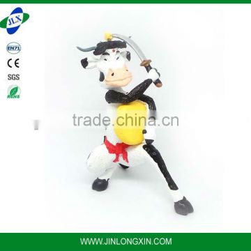 promotional gift white model plastic bossy mini cow scale plastic color fight cow