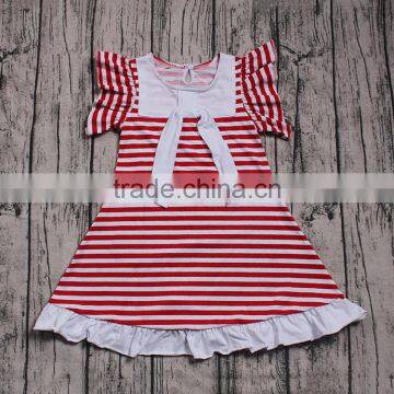 Trendy Style Wholesale Cute Girls Flutter Sleeve Striped Sailor Style Dress Naval Academy Summer One-piece Boutique Dresses New