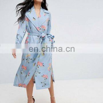 Wholesale New Fashion Autumn Printing Back Side Vent Bulk Ladies Long Wind Coat photo-2