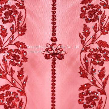 3D Floral Polyester Embroidered Lace Fabric For Apparel Home Decorating