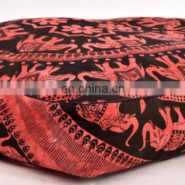 Indian 2017 Pure Cotton Elephant Mandala Cushion Cover Pets Pillow Cover Square Ottoman Poufs Floor Pillow Case