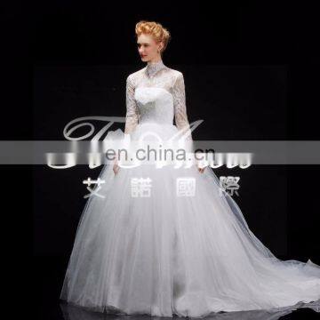 1A175cx 2015 High Collar Lace Palace Wedding Dress/Real Picture Show Bridal Wedding Dress Court Train Europe and America 2105 photo-4
