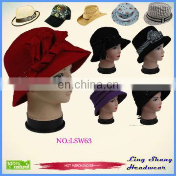 Vintage Style Women Girl Solid Trendy Wool Hat Elegant Women Hats , LSW63