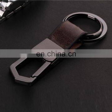 Business Man Multipurpose Leather Strap Zinc Alloy Silver Metal Hook Leather Carabiner Keychain