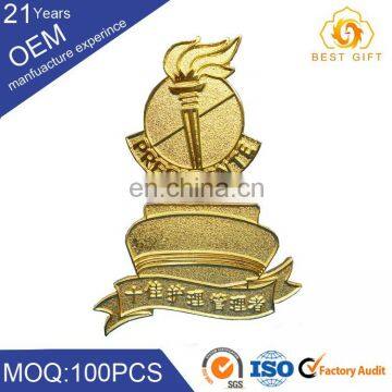 OEM cheap promotion various style brass color custom metal triumph badge