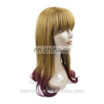 factory wholesale large stock machine made synthetic Caucasian wigs