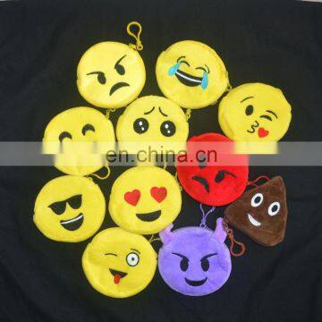 Creative Plush Emoji Coin Purse With Plastic Keychain