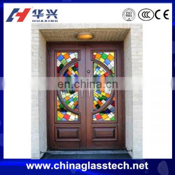 Customized Soundproof Church Building Decorative Tempered Stained Glass Doors