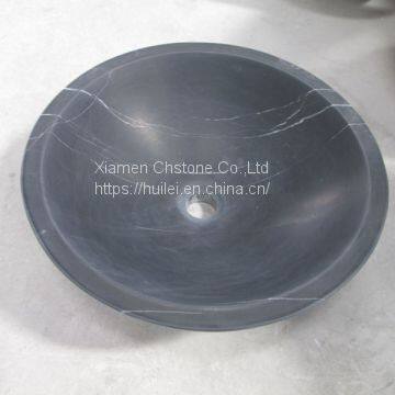 China Black Marble Sinks,Black Marqunia Marble Round Sinks, Marble Basins