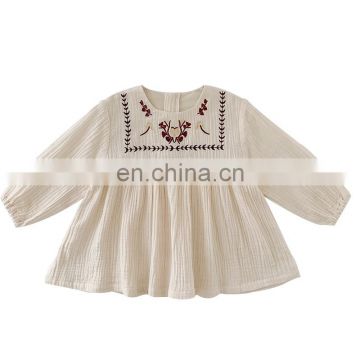 6556 New arrival spring baby girls' dress cotton and linen princess embroidered dress