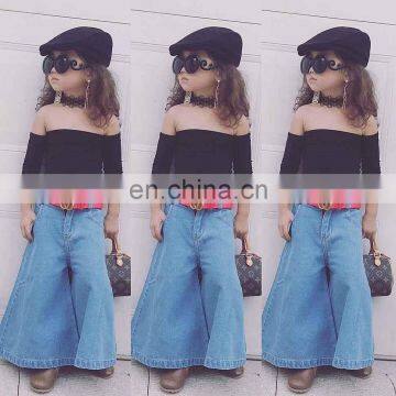 A0285# 2020 New Girls Off Shoulder T-Shirt Cotton Summer Fashion Girls Top photo-5