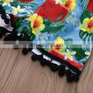 2019 New Summer Outfits "SUMMER" Print Black Girls Tassel Vest Tops & FLORAL Full Print Shorts 2pc Set 0-4years photo-5