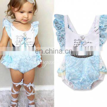 Infant Baby Girls Cartoon Lace Bodysuit Girls Romper Jumpsuit Cute Headband Outfit Baby Clothes Free Ship photo-3