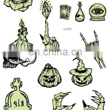 Rocooart Halloween Luminous Temporary Tattoo Tombstone Tattoo Witch Glowing in Dark Waterproof Tattoo Stickers Hallowmas photo-4