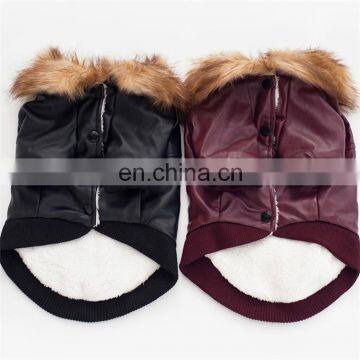 Waterproof Winter Fur Leather Coat Jacket Black Brown Leather Dog Clothes photo-3