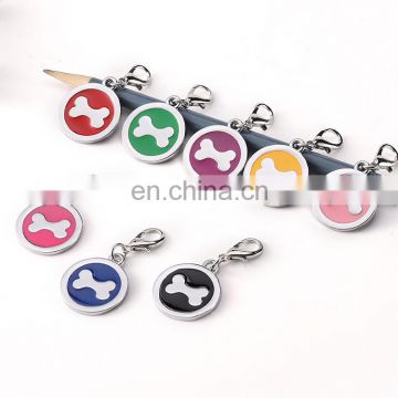 New arrived excellent quality zinc alloy anti-lost dog name tag round bone pattern