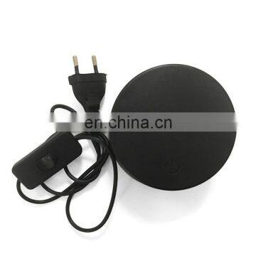 Modern Black Plug Cable Led Night Light 3 Colors Change Lamp Holder Lighting Acrylic 3D Assembled Base