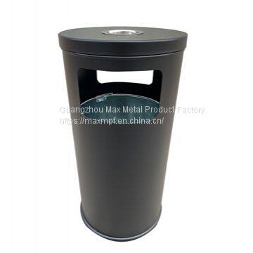 MAX-HK73 Wholesale Outdoor Street Steel Bucket Recycling Dust Bin Outside Litter Bins Garbage  with Ashtray