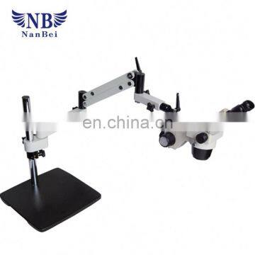 Low power flexible arm stereo microscope