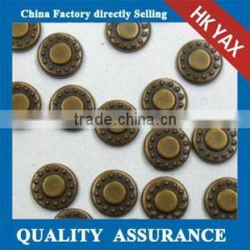 YAX factory directly sale hot fix copper metal;metal studs for leather;cheap hotfix metal studs