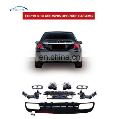 HOT SELLING BODY KIT FOR MERCEDES BENZ 2019 C-CLASS W205 C43 AMG REAR BUMPER AUTO SPARE PARTS