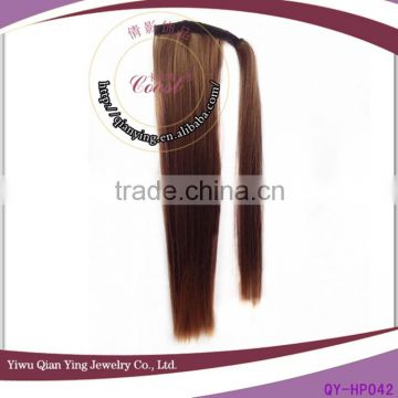 brown fashion design synthetic straight fake hair band ponytails