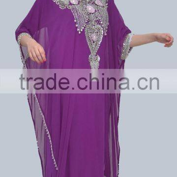 Beautiful High Neck Beaded Purple Long Sleeve Evening Dresses From Dubai