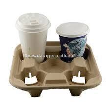 Molded paper coffee cup holder strong holder 4 cup carrier