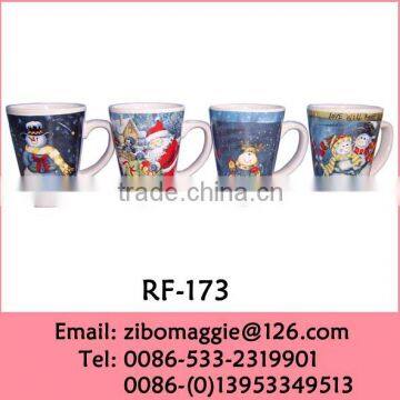 Small V Shape Ceramic Christmas Design Dunk Coffee Mugs for Wholesale Made in Zibo