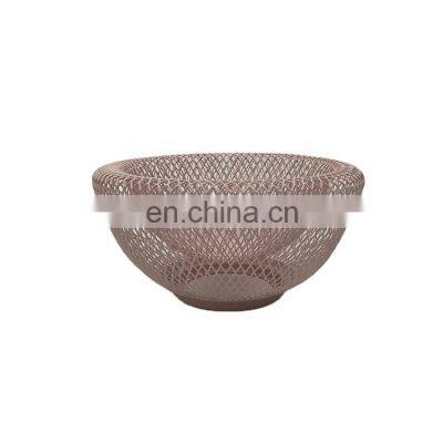 Manufacture Popular Kitchen Living Home Decor Picnic Food Fruit Storage Iron Small Size Round Color Pink Metal Wire Fruit Basket photo-2