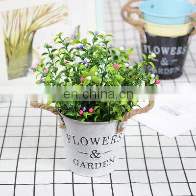 Wholesale Home Decorative Garden Plants Antique Round White Color Hemp Rope Hanging Painting Flower Pots Flower Vase photo-3