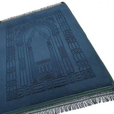 Custom Colorful Mosque Anti Slip Embossed & Colour printing Muslim Prayer Mat Polyester Raschel 1 Ply Prayer Rug