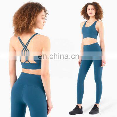 Hot Sale Women Fitness Sexy Backless Yoga Set Custom Workout Breathable Gym Activewear