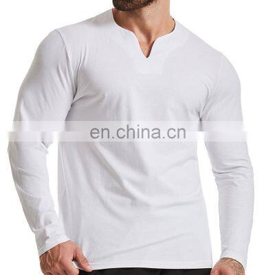 Men's Outdoor Sports Fitness Wear Cotton Slim Fit Pullover Crewneck Sweatshirt Casual Blank Custom Man Gym Long Sleeve T Shirts photo-3