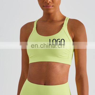 Custom Logo Cross Back Sexy Yoga Bra Women Workout Running Gym Bra Top Ladies Bodybuilding Fitness Wear Sports Clothing