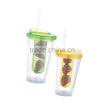 new style fruit infuser mug with straw in various colors